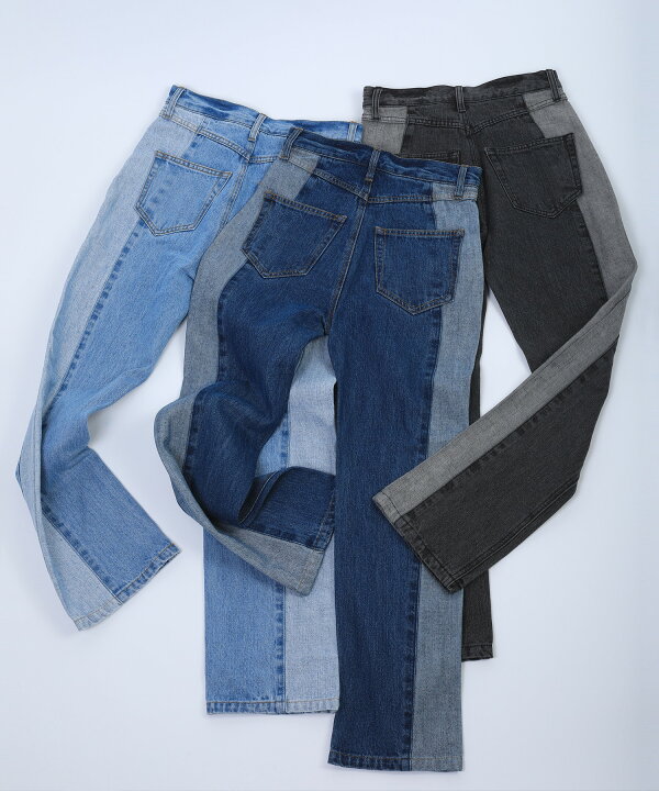 楽天市場】夏セール【小尻効果ポケットのストレートデニム】 デニム  