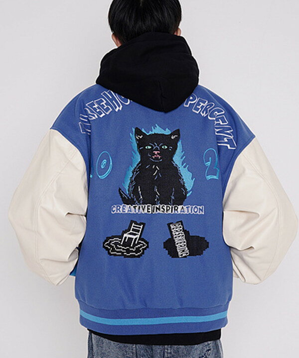 楽天市場 ブルゾン カップル ペアルック スタジャン お揃い 服 冬 秋 ビッグシルエット メンズ レディース オーバーサイズ ユニセックス 韓国ライク オルチャン ファッション ハート ストリート 猫 ネコ Hook Aimoha