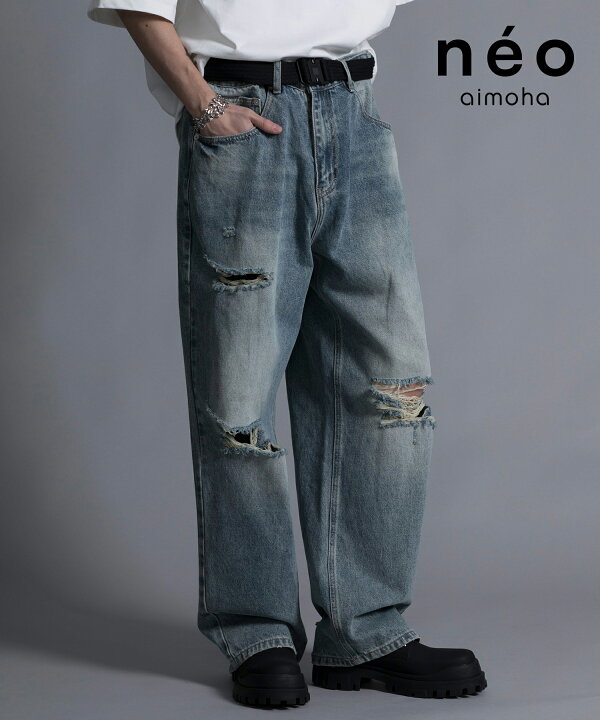 楽天市場】【DISTRESSED BAGGY JEANS】 デニムパンツ メンズ ワイド 