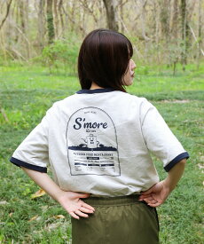 父の日セール5倍PT 20%OFFNew!!【 S'more / S'more diner ringer T-shirt 】 tシャツ スモア レディース メンズ ユニセックス 綿 アウトドア ウェア キャンプ ウエアトップス アウトドアtシャツ ダイナーリンガーtシャツ リンガーtシャツ