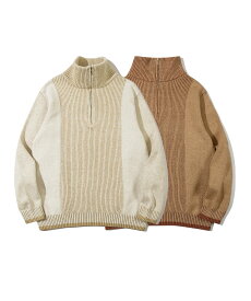 父の日セール5倍PT 20%OFF【 S'more / Ribbed stripe sweater 】 セーター スモア リブ ニット レディース メンズ ユニセックス ハーフジップ ハイネック アウトドア ウェア キャンプ ウエアトップス【 リブストライプセーター 】