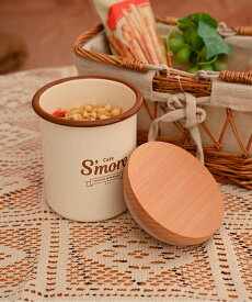 【S'more / cafe s'more canister 】 キャニスター ホーロー スモア キャンプ 保存容器 直火 オーブン アウトドア おしゃれ キャンプ ホーロー食器 琺瑯 コップ カップ キャニスター1点 【レトロデザインのS'moreキャニスター】【smoreCR】