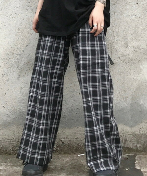 楽天市場 クーポンセール Off ロングパンツ レディース チェック チェックパンツ ワイドパンツ ウエストゴム ユニセックス ボトムス チェック柄 ゆったり カジュアルパンツ チェック柄ロングパンツ Aimoha
