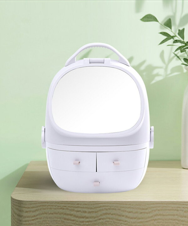 楽天市場 メイクボックス 大容量 コスメボックス 可愛い おしゃれ 化粧品 鏡 Led メイクミラー 太陽光 ボックス メイクケース 収納 スキンケア 小物入れ インテリア 防水 ピンク ホワイト Ledダブルミラー付き Usb充電 ラッピング不可 Aimoha