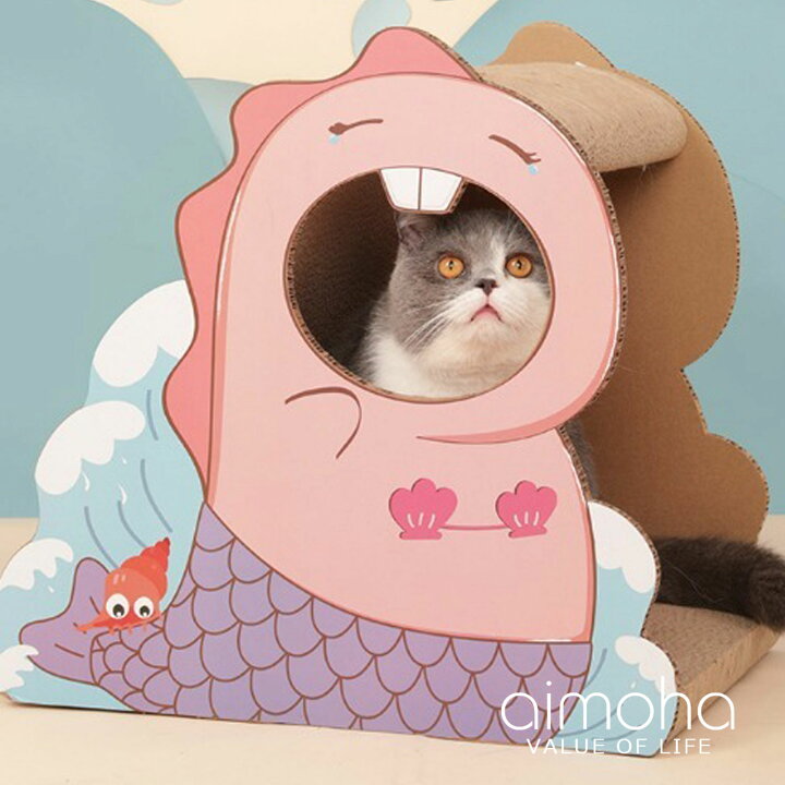 楽天市場 猫 爪とぎ ダンボール ハウス ペット 猫 おもちゃ 爪とぎポール 爪とぎ 猫 ペットおもちゃ ネコ キャット つめとぎ キャットタワー キャラクター かわいい 高さ46 横43 奥行30 可愛い動物型の爪とぎダンボール Aimoha