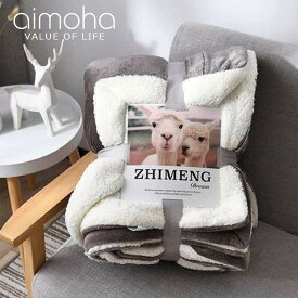 ブランケット 大判 ボア 毛布 シングル 暖かい 掛け毛布 膝かけ あったか ふわふわ もこもこ かけ布団 洗える 裏ボア 二重生地 205×143cm 【ボア生地と滑らか生地の両面生地】【ラッピング不可】