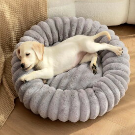 ラウンド型 ペットベッド 犬 猫 ベッド クッション ふわふわ もこもこ あったか 丸型 小型犬 中型犬 冬用 aimoha