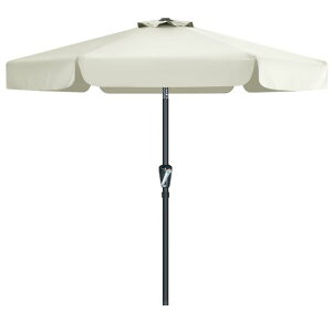 マスターキャノピー(MASTERCANOPY)スカラップ付きガーデンパラソル直径230cm/270cmx高さ203cm/240cm角度調節可能ハンドル回転式日よけ撥水庭アウトドア(230cmアイボリー)