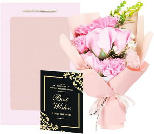 siawadekyソープフラワー石鹸の花7本バラカーネーションかすみ草枯れない花束バレンタインデープレゼント誕生日結婚お祝い記念日母の日先生の日敬老の日お祝い贈り物