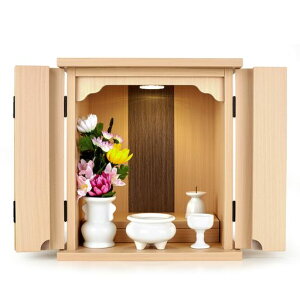 木々語りミニ仏壇ミニモダン新12号【LED照明付】【桜シールをプレゼント】幅33cm奥行き26cm高さ36cm/小さな/コンパクトリビングおしゃれに最適「ナチュラル」