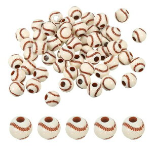 PATIKIL12mmスポーツボールビーズ60個不透明アクリルスポーツビーズ野球ビーズスペーサールースビーズ工芸品DIYネックレスブレスレットランヤードイヤリング用クリーム