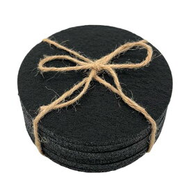 烏の樹吸水コースターおしゃれ替換用毛氈墊10個速乾耐熱滑らない丸型9.5cm黒(黒フェルト10個)