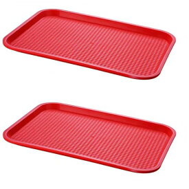 PHCOMRICH プルアップ プラスチックトレー 多目的 ノンスリップトレイ 家庭用 業務用 35 X 27 CM 2個入 (RED)