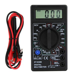 SOCOCO DT-830B �f�W�^���}���`���[�^ �d���v�ʌv�I�[�����[�^�[��^LCD�f�B�X�v���C�����ԗp�Ɠd���i�̉ߕ��וی�d�C���� (DT-830B�u���b�N)