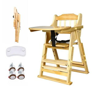 ZOOBLYベビーチェアハイローチェア完成品折りたたみ木製足置き2段階調整ダイニングチェア二層テーブル一台多役4段階高さ調整立ち上がり防止ベルト付き子供用椅子キッズチェアー離乳食…