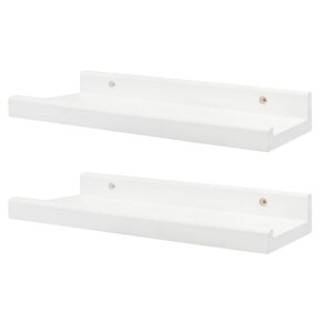 YOYAI壁掛け棚飾棚壁付け棚ウォールシェルフ壁収納一文字式松木使用木色(ホワイト30cm2本)