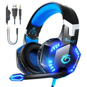 VersionTECH.�Q�[�~���O�w�b�h�Z�b�gPS4�w�b�h�Z�b�g�����x�}�C�N�t���m�C�Y�L�����Z�����O�L���w�b�h�z�����^�d�ቹ�����~���[�g50mm�h���C�o�[USB3.5mmLED���C�g�y�ʃQ�[���pPS5Switch