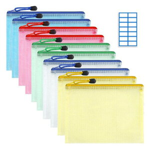 DY.2tenジッパー式ファイル袋A510個メッシュファイルバッグ5色クリアファイルメッシュケースファスナー付きポーチドキュメントバッグ書類ポーチ防水領収書ファイル学校オフィス用品旅行…