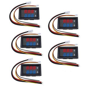 5pcs0.28inchRedBlueLEDDC0-100V10ADigitalVoltmeterAmmeterDualDisplayVoltageDetectorCurrentMeterPanelAmpVolt