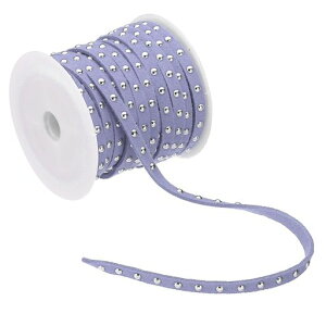 PATIKIL宝飾品作り用のスタッド付きフェイクスエードコードロープ5mmマイクロファイバーフラットレザーレースリベット付きビーズストリングリボンライトパープルシルバー