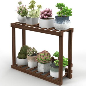 MAHOUYAフラワースタンドプランタースタンド室内?外ミニ観葉植物台植物棚多肉植物植木鉢台花台木製花鉢植えプレゼント鉢植えを置く台竹木制造2?長40幅12高32CM木の色(400茶色)