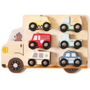 Etucdoseミニカーおもちゃ乗り物おもちゃ木製6点セットパズル形合わせ知育玩具柔らかい赤ちゃんベビー0歳~1歳2歳3歳新生児贈り物プレゼント女の子男の子