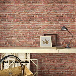 VEELIKEレンガ調壁紙シールのり付きリメイクシートレンガシール剥がせるレトロなブラウンのレンガ石壁カッティングシートマスキングテープウォールステッカー3Dタイルシール防水耐熱シ…