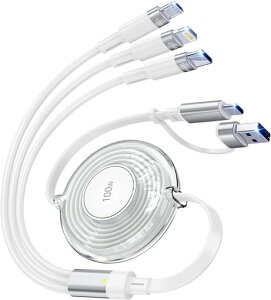 100W 6in1������莮�[�d�P�[�u�� �܂��Ƃ� USB C/Lightning/Micro �}���`�[�d�R�[�h (iPhone/iPad/MacBook/�^�u���b�g/Galaxy/Note�ȂǊe��Ή�)3�䓯���[�d ���[���� PD�Ή�