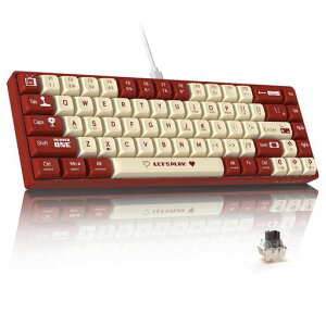 MAMBASNAKExAJAZZAK680有線ゲーミングキーボード茶軸軽量メカニカルキーボードホットスワップ対応小型68キーRGB照明ボール型キーキャップEVAサンドイッチWIN/MAC/ANDROID対応―レッド