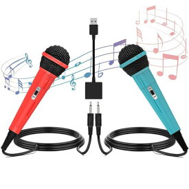 ENKESwitch用カラオケマイク[2025アップグレード版・2本セット]スイッチ用有線マイク2.0USB高集音力2人同時に歌える3mの強靭なケーブル軽量簡単接続PS5/PS4/PC/XBOX