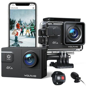 WOLFANG GA300 �A�N�V�����J���� [�O���}�C�N�t��] 4K 24MP�����J���� (WiFi�@�\�t��) �ϗh�� ���[40���[�g�� HDMI�o�� 1350mAh��e�ʃo�b�e���[2���� 170°�L�p�����Y �����R�� �w�b�h�Z�b�g�J����