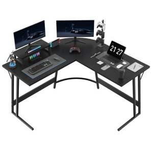 Anovara(アノヴァラ)L字デスクゲーミングデスクpcデスクカーボン調モニター台付き幅110cm*110cmパソコンデスク組み立て簡単安定性コーナーデスクスペースを節約する広い足元スペース(カーボ…