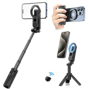 UlanziJJ03スマホ三脚多機能スマホグリップmasgafeに対応ミニ三脚折りたたみ式リモコン付きスタンド&手持ちモード自撮り棒360度回転4段階伸縮360度回転スマホスタンド軽量コンパクト卓上三脚