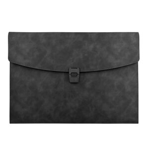 VANRA書類ケースA4ファイルフォルダーPUレザースナップ開閉式4ポケット収納ケースプラスチック封筒持ち運び簡単防水資料収納オフィスビジネス(ブラック)