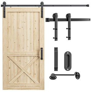 Signstek吊り引き戸レールバーンドア金具6FT/1.83m引戸レール室内ドア引き扉DIY建具金物トラックレール片引き戸木製ドアI型5段式ブラック