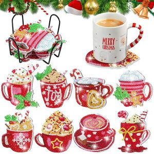 LUCKYBEE�_�C�������h�A�[�g�R�[�X�^�[�L�b�g�Z�b�g�a���y�C���e�B���O�h���R�[�X�^�[6�Z�b�g�z���_�[�t��DIY5D�A�[�g�L�b�g�_�C�A�����h�r�[�Y����~�߃R�[�X�^�[�|�p�i���������c