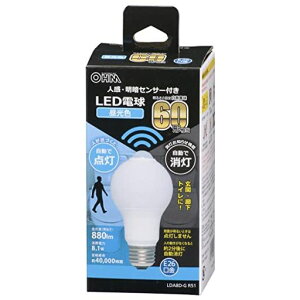 �I�[��(OHM) �d�@ LED�d�� E26 60�`���� �l�����ÃZ���T�[�t �����F �l���Z���T�[ 60���b�g���� �����_�� ���� �g�C�� �L�� �K�i LDA8D-G R51 06-4466