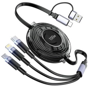 �y100W�z�[�d�P�[�u��3in2������莮�[�d�R�[�h�yPD�Ή�100W/5A�z���}���[�dLED�f�B�X�v���C�����ϋv�f�[�^�]���f���h�~iPhone15/16�V���[�Y�[�d�P�[�u��MacBookPro/iPadPro/Surface