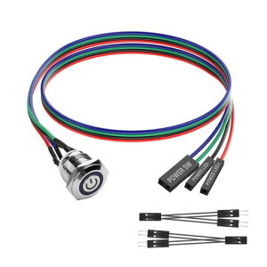 SinLoon16mmLEDPC�d���X�C�b�`�P�[�u���V���[�V�X�C�b�`�z�X�g�̋����{�^���P�[�u��DIY�pATX�̋����̃I��/�I�t�����R�[�hIP67�h���u���[LED�o�b�N���C�g60cm