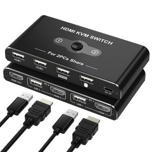 KVM�X�C�b�` HDMI PC 2��p �p�\�R��2�� �L�[�{�[�h/�}�E�X/�v�����^�[/�f�B�X�v���C1�䋤�L�ł���؂�ւ��� KVM USB �ؑ֊�