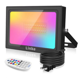 Linke60WRGBライトRGB投光器カラーライトフラッドライトライトアップLED300W相当明るい省エネIP66防水リモコン40種類照明モードタイミング機能調光可能メモリ機能屋外屋内バー看板灯アクアリ…