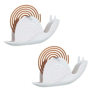 Tibemiお香立て蚊取り線香2個セットユニークなカタツムリデザイン線香立てお線香ステンレス製支えフレーム蚊取り線香ホルダー屋内屋外用蚊取り-ホワイト