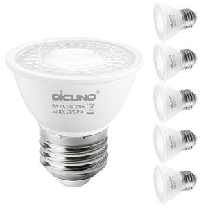 DiCUNOLED電球E26口金LEDスポットライト昼白色6W60W形ハロゲン電球相当5000K660lm広角60°高輝度CRI90AC100-240V調光器非対応PSE認証済み6個入