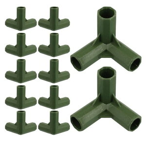 Milisten12個温室フレームジョイント11mm支柱用3ウェイコーナー直角接続プラスチック製園芸支柱接続パーツ家庭菜園温室アクセサリー組み立て簡単耐久性ガーデニング工具支柱固定金具緑色