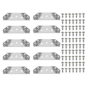 GYWHOOFTステンレスアングルブラケット金具10個入りネジ付き角かっこコーナーブレース家具転倒防止棚受け金具