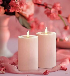 LEDキャンドルライトタイマー機能搭載ピンク火を使わないゆらゆら揺れる安全省エネ専用リモコン付き明るさ調整電池式LEDライトキャンドル、結婚式クリスマス-雰囲気感キャンドルライト