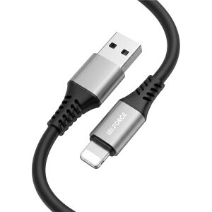 ���{�̒������ MSL FORCE usb-A to lighting�P�[�u�� PD�Ή� �}���[�d�P�[�u�� 27W 480Gbps �V���R���f�ލ̗p �����ϋv ���܂Ȃ� (USB-A to Lighting, 1�{, 0.5m)