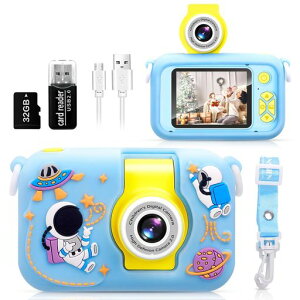 ARNSSIENキッズカメラ自撮り対応180°回転レンズ搭載子供用デジタルカメラおもちゃ2.4インチ画面32GBカード付属3歳〜12歳対応誕生日プレゼントクリスマスギフト男の子女の子用X101