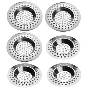 RuiChy台所シンクゴミ受け【6個入】ステンレス製排水溝ゴミ受けキッチン浴槽お風呂ゴミ受け洗面台排水口ヘアキャッチャーヘアストッパーシンクはいすいこうゴミフィルター(外径73mm+77mm)