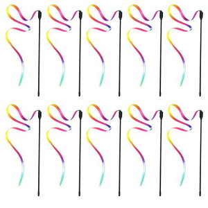 10本入猫おもちゃ猫じゃらしリボン猫のおもちゃカラフルレインボーねこおもちゃ28cm釣り竿タイプ猫用おもちゃ運動不足解ストレス解消ねこじゃらしペット用品